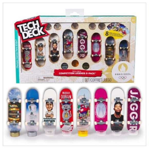Tech Deck Competition Legends 8-Pk Mini Skateboards Olympic Games Paris 202 - Picture 1 of 9